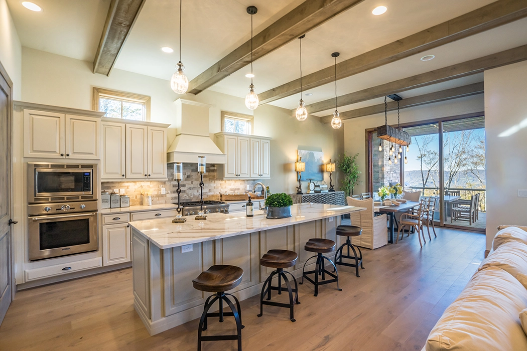 Modern White kitchen with large island