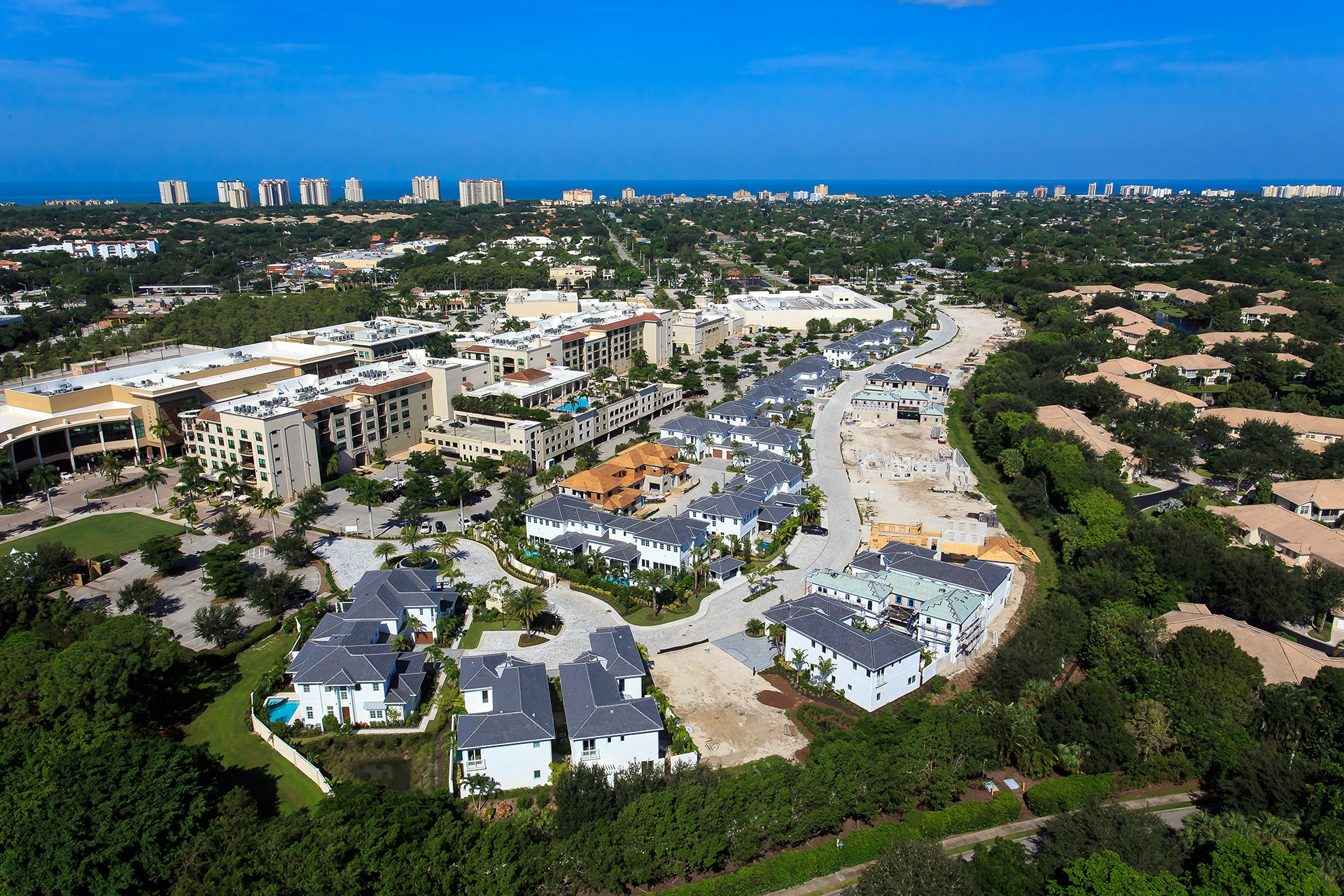 aerial of homes community under construction by Lutgert
